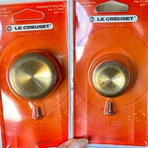 2 Le Creuset gold cookware knobs